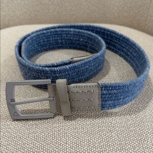 Blue Woven Stretch Belt with Gray Trim